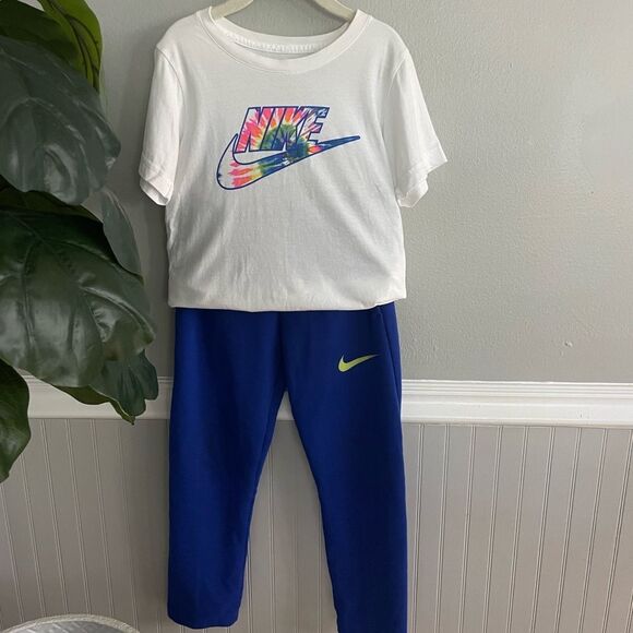 Nike boys Tye Dye White Blue T-shirt and Jogger outfit Bundle size 7 - Picture 2 of 9